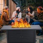 57 Inch Propane Fire Pit Table with Cover