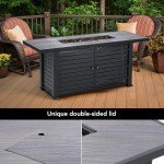 57 Inch Propane Fire Pit Table with Cover