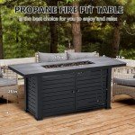 57 Inch Propane Fire Pit Table with Cover
