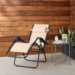 Adjustable Zero Gravity Lounge Chair with Pillow - Beige