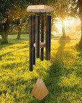 Deep Tone 30-Inch Black Wind Chimes for Outdoors
