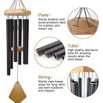 Deep Tone 30-Inch Black Wind Chimes for Outdoors