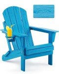 Pacific Blue Folding Adirondack Chair with Cup Holder