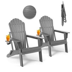 Adirondack Chair Set of 2 with Cup Holders