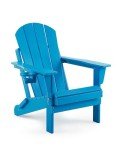 Pacific Blue Folding Adirondack Chair with Cup Holder