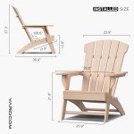YARDCOM Extra Tall Adirondack Patio Chair (Natural)