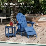 Navy Blue Folding Adirondack Chairs Set of 4