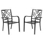 Set of 2 Stackable Metal Patio Chairs