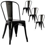 Set of 4 Stackable Metal Patio Dining Chairs
