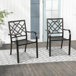 Set of 2 Stackable Metal Patio Chairs