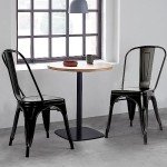 Set of 4 Stackable Metal Patio Dining Chairs