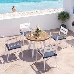 Set of 4 Navy Blue Aluminum Patio Chairs