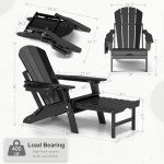 Adjustable Adirondack Chair Set with Ottoman & Cup Holder