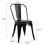 Set of 4 Stackable Metal Patio Dining Chairs