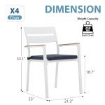 Set of 4 Navy Blue Aluminum Patio Chairs