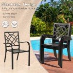 Set of 2 Stackable Metal Patio Chairs