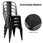 Set of 4 Stackable Metal Patio Dining Chairs