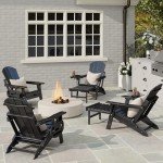 Adjustable Adirondack Chair Set with Ottoman & Cup Holder
