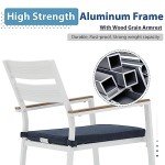 Set of 4 Navy Blue Aluminum Patio Chairs