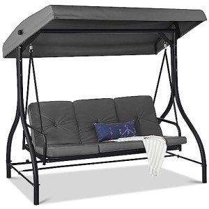 3-Seat Outdoor Canopy Swing Glider Lounge Chair