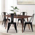 Set of 4 Stackable Metal Patio Dining Chairs