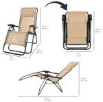 Adjustable Zero Gravity Lounge Chair with Pillow - Beige