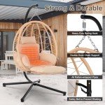 Hanging Heated Egg Chair with Stand and Cushion
