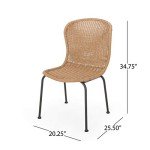 Light Brown Wicker Dining Chairs - Set of 2