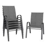 Stackable Outdoor Dining Chairs Set of 6 - Dark Grey