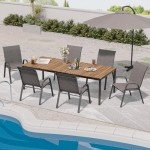 Stackable Outdoor Dining Chairs Set of 6 - Dark Grey