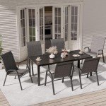 Stackable Outdoor Dining Chairs Set of 6 - Dark Grey