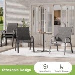 Stackable Outdoor Dining Chairs Set of 6 - Dark Grey