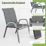 Stackable Outdoor Dining Chairs Set of 6 - Dark Grey
