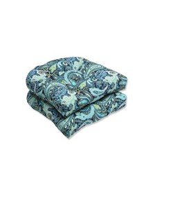 Paisley Tufted Chair Cushions, Weather Resistant, 2 Pack