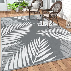 GENIMO 5' x 8' Waterproof Outdoor Rug in Grey&White