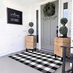 MUBIN Black and White Buffalo Plaid Outdoor Rug