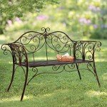 Antique Bronze Metal Garden Bench for Two