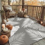 GENIMO 5' x 8' Waterproof Outdoor Rug in Grey&White