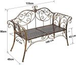 Antique Bronze Metal Garden Bench for Two