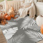 GENIMO 5' x 8' Waterproof Outdoor Rug in Grey&White