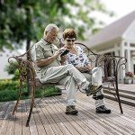 Antique Bronze Metal Garden Bench for Two