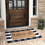 MUBIN Black and White Buffalo Plaid Outdoor Rug