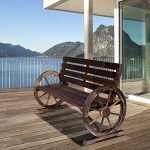 Rustic 41" Wooden Wagon Wheel Bench for Outdoors