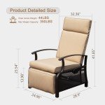 Beige Outdoor Reclining Chairs with Footrest & Table