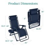 Navy Adjustable Zero Gravity Patio Recliner Chair