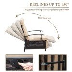 Beige Outdoor Reclining Chairs with Footrest & Table