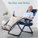 Navy Adjustable Zero Gravity Patio Recliner Chair
