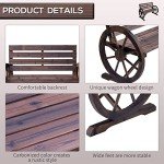 Rustic 41" Wooden Wagon Wheel Bench for Outdoors