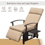 Beige Outdoor Reclining Chairs with Footrest & Table