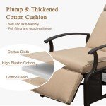 Beige Outdoor Reclining Chairs with Footrest & Table